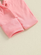 Baby Girls 2Pcs Footies Rompers Golf Embroidered Long Sleeve Round Neck Infant Fall Jumpsuits with Headband Set
