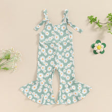 Load image into Gallery viewer, Baby Toddler Girls Romper Jumpsuit Sleeveless Tie Tank Top Daisy Flower Print Bell Bottom Overalls
