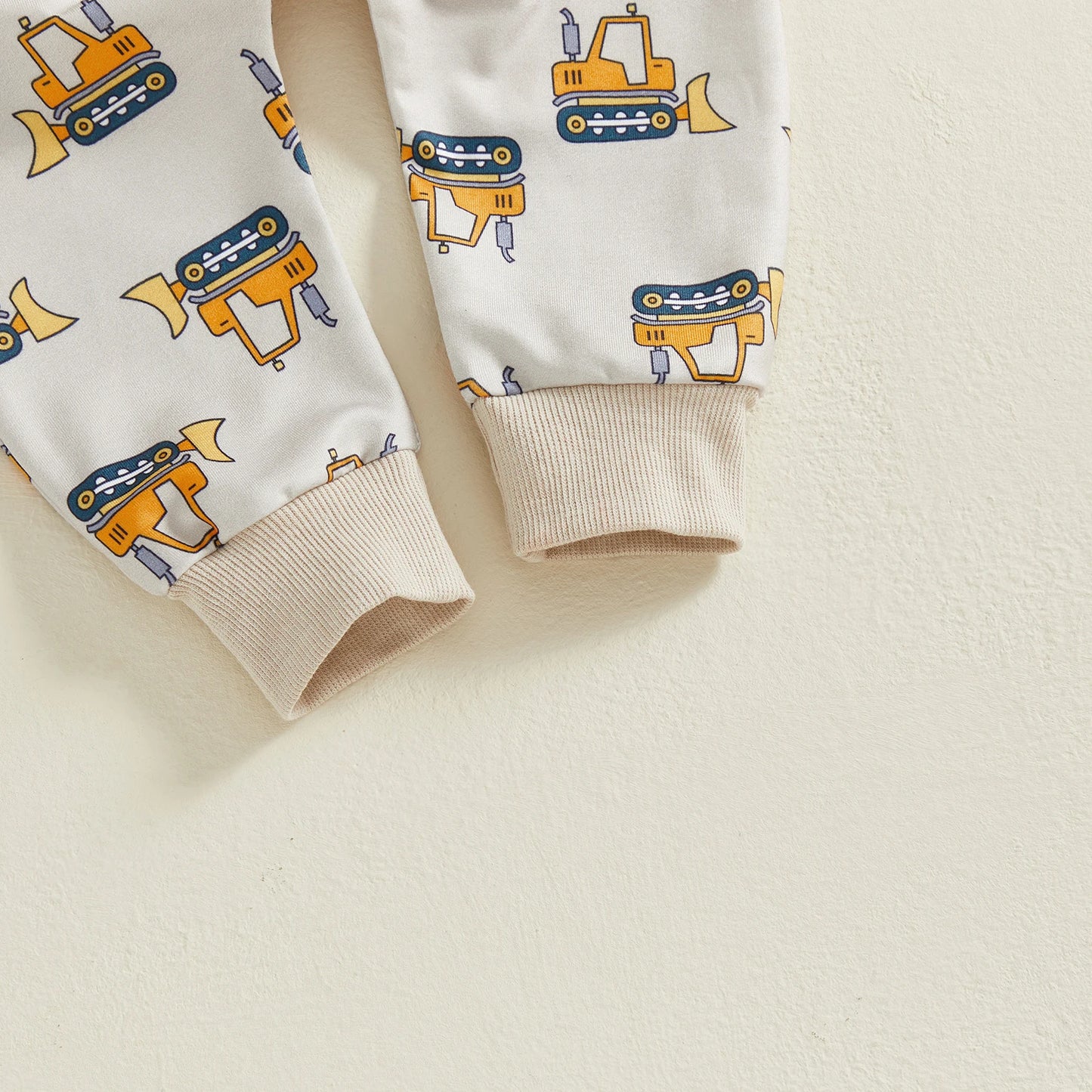 Baby Toddler Boys 2Pcs Autumn Sets Long Sleeve O Neck Excavator Print Top Drawstring Pants Jogger Set