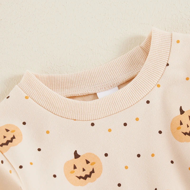 Baby Toddler Girls Boys 2Pcs Halloween Long Sleeve O Neck Pumpkin Print Top Pants Outfit Set