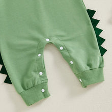 Load image into Gallery viewer, Baby Boys Romper Hooded Dinosaur Shaped Contrast Color Long Sleeve Fall Bodysuit Jumpsuit
