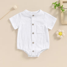 Load image into Gallery viewer, Baby Boy Romper Casual Button Down Round Neck Short Sleeve Jumpsuit
