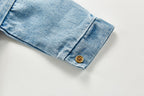 Long Sleeve Distress Denim Jumpsuit Romper