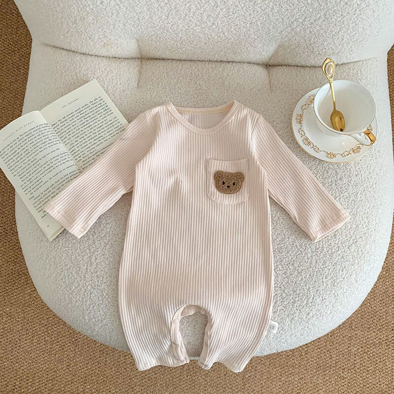 Bear Patch Ribbed Romper