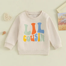 Load image into Gallery viewer, Baby Toddler Kids Girls Boys Matching Outfits Letter Print Big Lil Cousin Long Sleeve Crewneck Top
