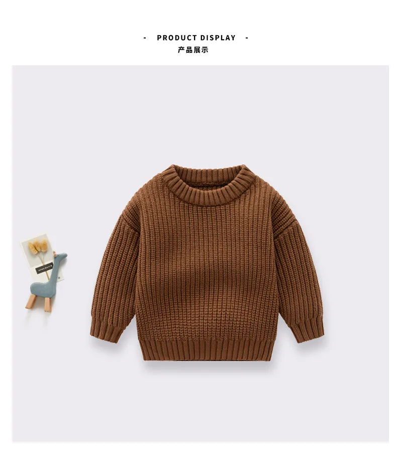 Baby Toddler Kid Boys Girls Sweater Winter Clothes Warm Thick Knit Pullover Top Infant Long Sleeve Basic Knitwear
