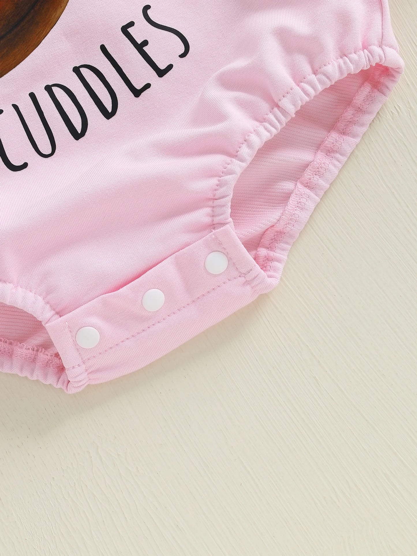 Baby Girl Huddles and Cuddles Bubble Romper Long Sleeve Crew Neck Bow Football Print Bodysuit Clothes