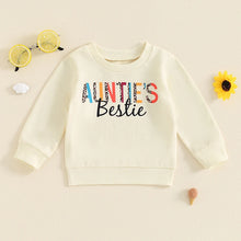 Load image into Gallery viewer, Baby Toddler Girl Auntie&#39;s Bestie Casual Letter Print Crew Neck Long Sleeve Pullover Top
