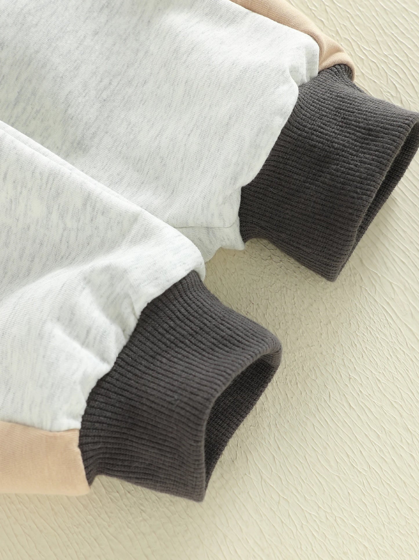 Baby Toddler Boys Girls 2Pcs Clothing Jogger Set Contrast Color Long Sleeve Collar Quarter Button Up Pullover with Pants Outfit