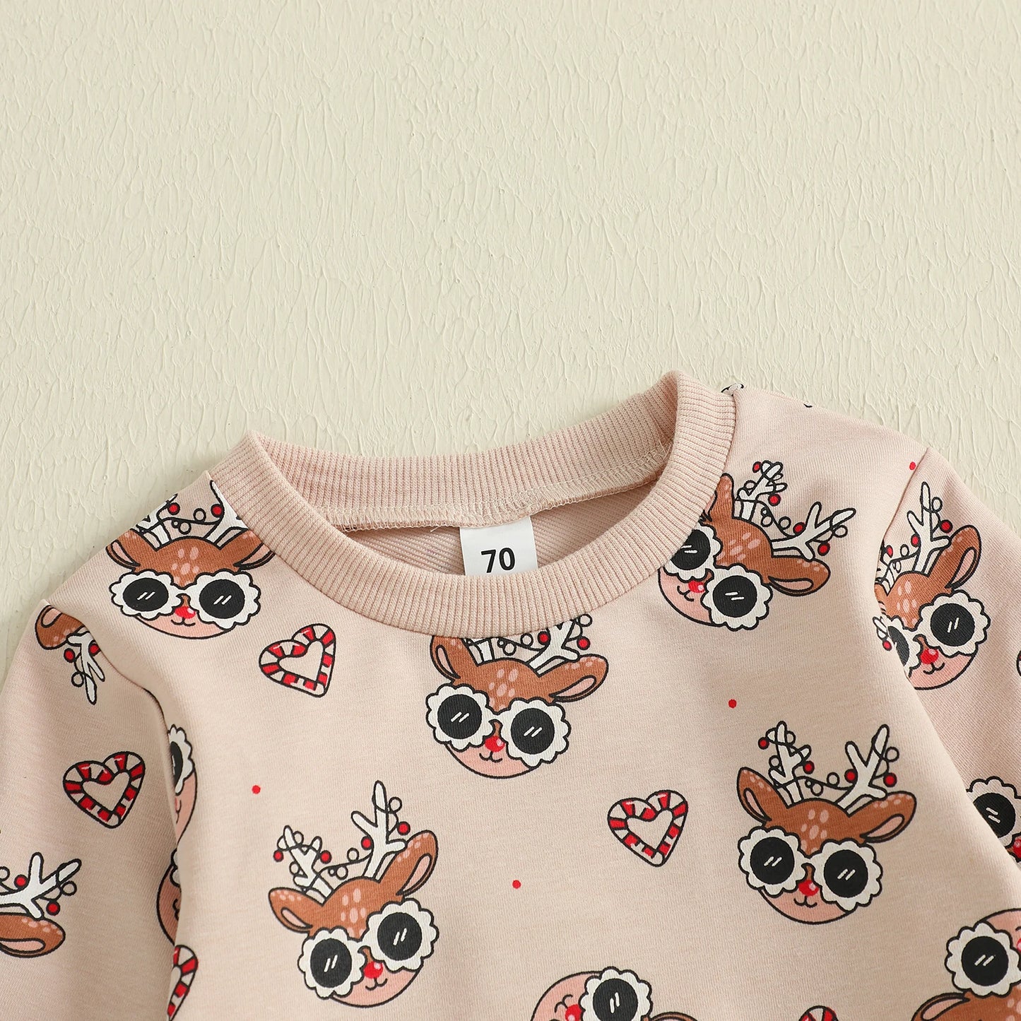 Baby Toddler Girls Boys 2Pcs Clothes Jogger Set Christmas Reindeer Pattern Long Sleeve Pullover Pants Outfit