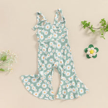 Load image into Gallery viewer, Baby Toddler Girls Romper Jumpsuit Sleeveless Tie Tank Top Daisy Flower Print Bell Bottom Overalls
