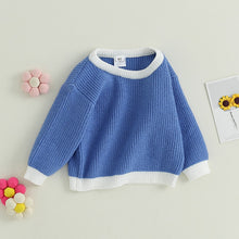 Load image into Gallery viewer, Baby Toddler Girls Boys Autumn Knit Sweater Long Sleeve Crewneck Contrast Color Knitwear Pullover Tops
