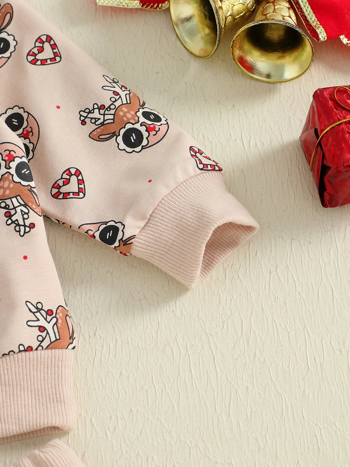 Baby Toddler Girls Boys 2Pcs Clothes Jogger Set Christmas Reindeer Pattern Long Sleeve Pullover Pants Outfit