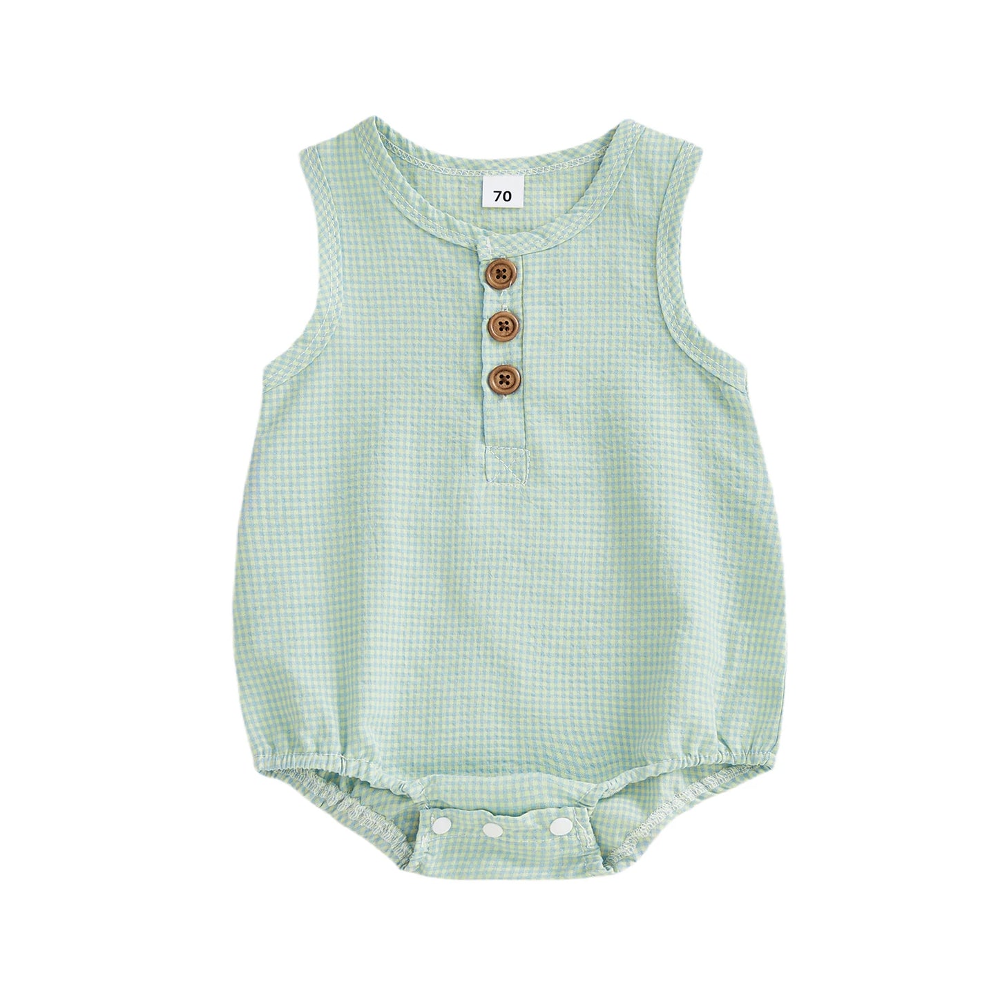 Baby Toddler Boys Girls Summer Romper Fashionable Tank Crew Neck Sleeveless Buttons Down Jumpsuit