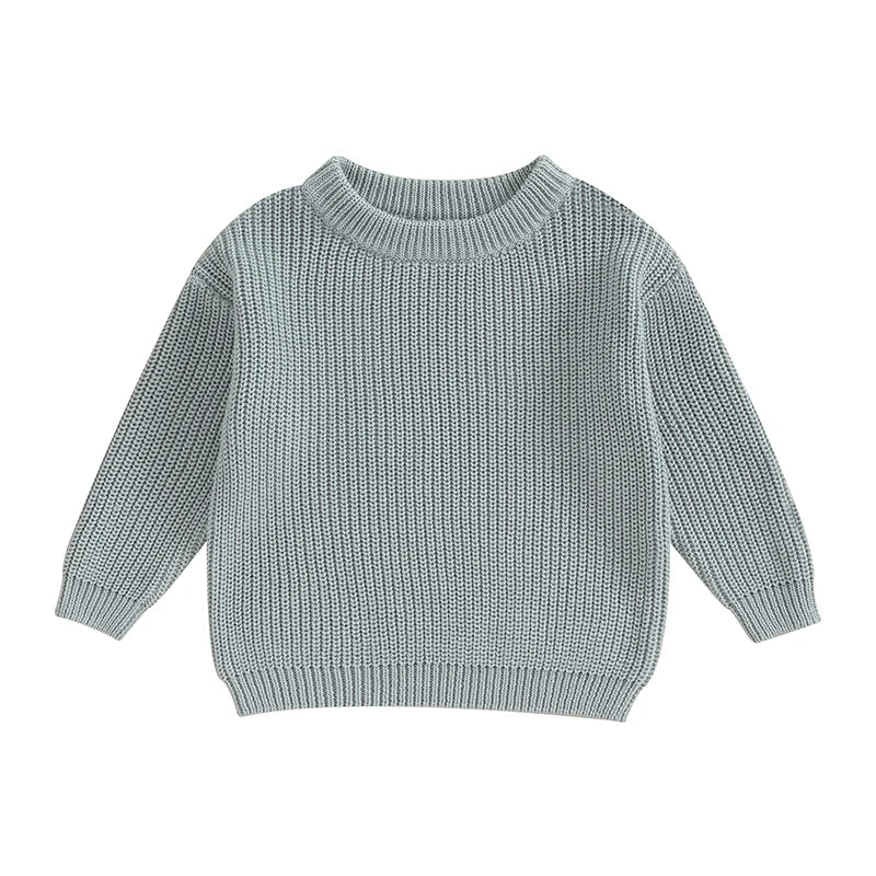 Baby Toddler Girls Boys Sweaters Knitting Pullovers Tops Solid Color Basic Cotton Long Sleeve Sweater Top