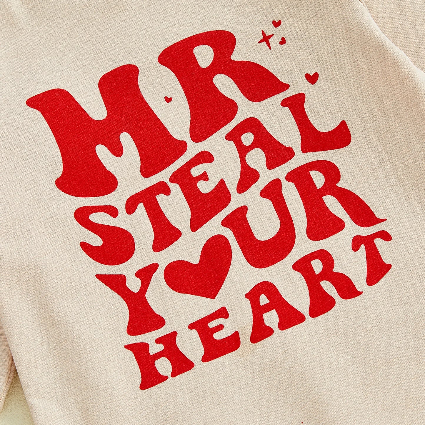 Baby Boy Valentines Romper Mr. Steal Your Heart Fashionable Cute Letters Printed Long Sleeve Jumpsuit