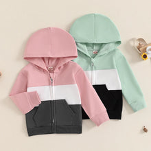 Load image into Gallery viewer, Baby Toddler Boys Girls Contrast Color Long Sleeve Zip Up Hooded Top
