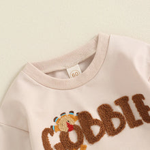 Load image into Gallery viewer, Baby Boys Girls Gobble Romper Long Sleeve Crew Neck Embroidery Letters Turkey Fall Bodysuit Thanksgiving
