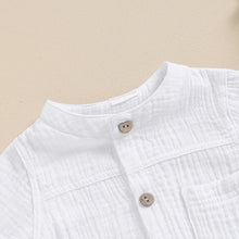 Load image into Gallery viewer, Baby Boy Romper Casual Button Down Round Neck Short Sleeve Jumpsuit
