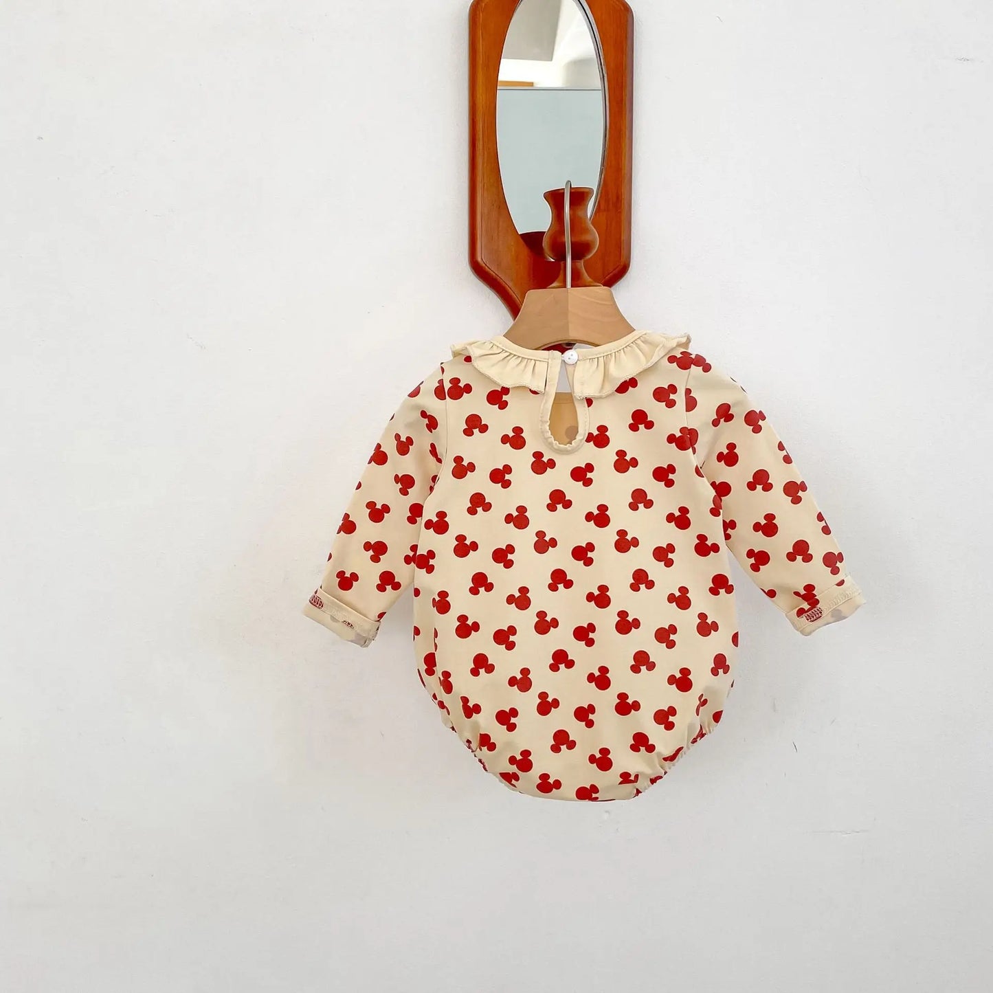 Baby Toddler Girl Clothes Mouse Print Romper Elegant Collar Long Sleeve Cute Sweet Bodysuit Autumn