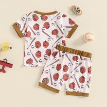 Load image into Gallery viewer, Baby Toddler Boys 2Pcs Baseball Print Short Sleeve Top with Elastic Waist Shorts Summer Outfit Set
