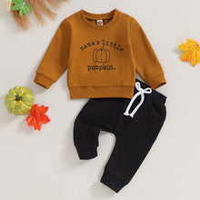 Load image into Gallery viewer, Toddler Baby Boy Girl 2Pcs Halloween Clothes Set Mama&#39;s Little Pumpkin Long Sleeve Crewneck Tops Pants
