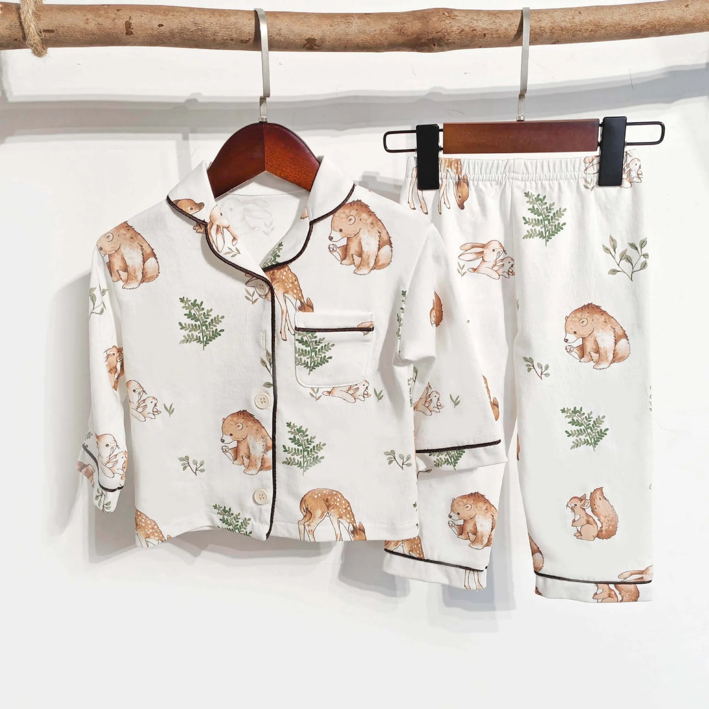 Toddler Kid Baby Boy Girl 2Pcs Clothes Set 100% Cotton Autumn Winter Pajamas Set Animals Print
