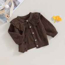 Load image into Gallery viewer, Baby Toddler Girls Knitted Cardigan Sweater Doll Collar Crochet Button Closure
