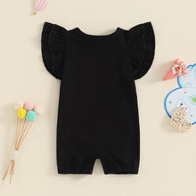 Load image into Gallery viewer, Baby Girls ONE Jumpsuit Fly Sleeve Crew Neck Letters Heart Print Birthday Romper
