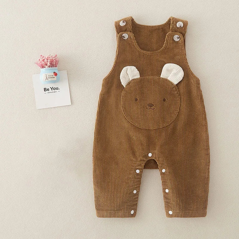 Corduroy Cartoon Bear Jumpsuit Romper