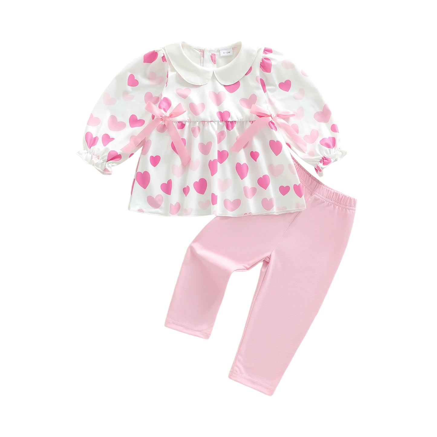Baby Toddler Girls 2Pcs Pants Set Long Sleeve Heart Print Top with Pants Valentines Day Clothes Outfit