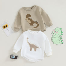 Load image into Gallery viewer, Baby Boy Girl Jumpsuit Cartoon Dinosaur Print Little Dino/Dino-Friendly Romper Round Neck Long Sleeve
