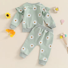 Load image into Gallery viewer, Baby Toddler Girls 2Pcs Fall Outfit Daisy Flower Print Long Sleeve Top with Elastic Waist Pants Set
