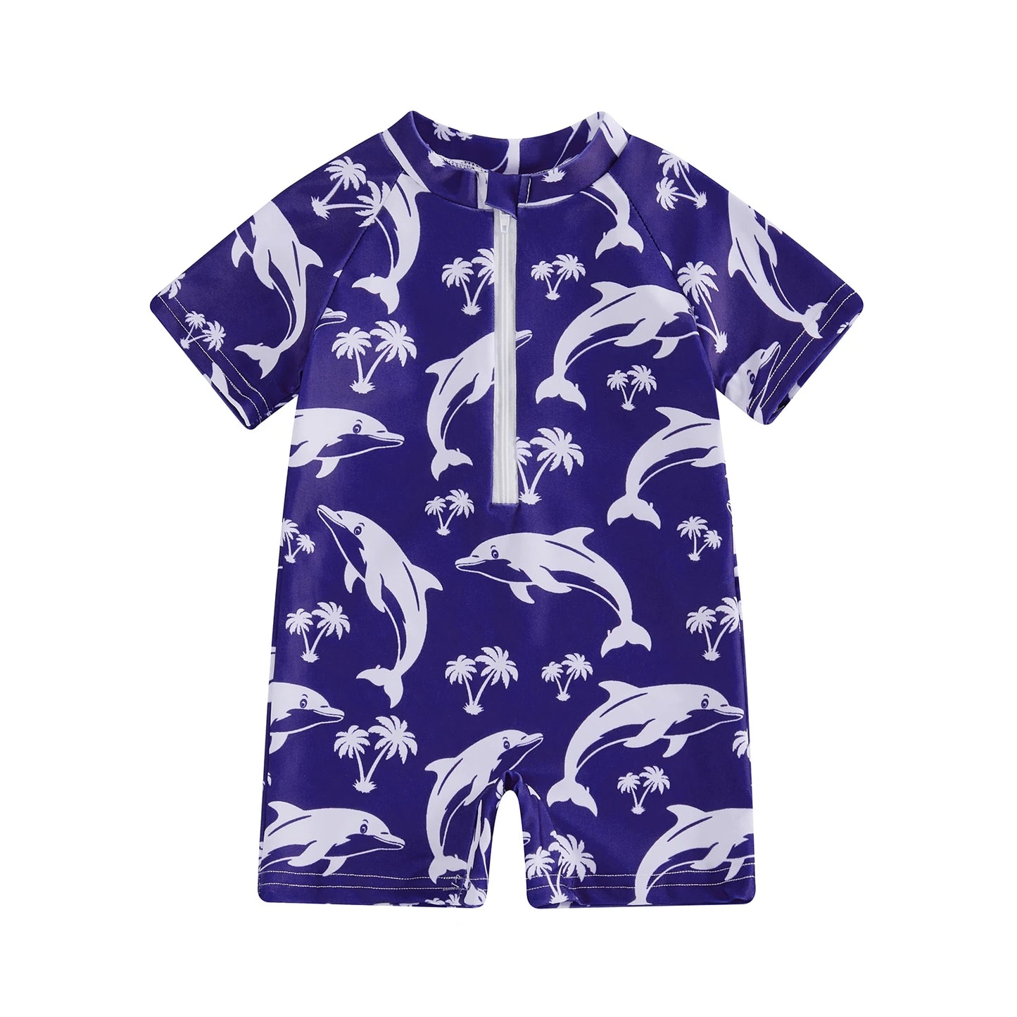 Baby Toddler Boys Rash Guard Swimsuits Cute Shark Animal Printed Short Sleeve Swimwear Romper