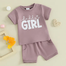 Load image into Gallery viewer, Toddler Baby Girl 2Pcs Daddy&#39;s Girl Short Sleeve Letter Print Top and Stretch Shorts Summer Spring Set Outfit
