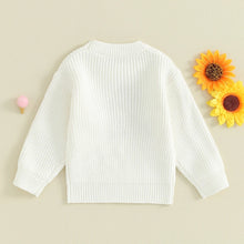 Load image into Gallery viewer, Baby Toddler Kids Girls Sweaters Lil Sister Letter Flower Embroidery Knitted Loose Long Sleeve Top
