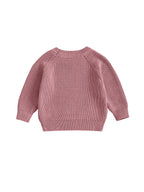 Baby Toddler Boys Girls Knit Sweater Long Sleeve Round Neck Solid Color Pullover Fall Top
