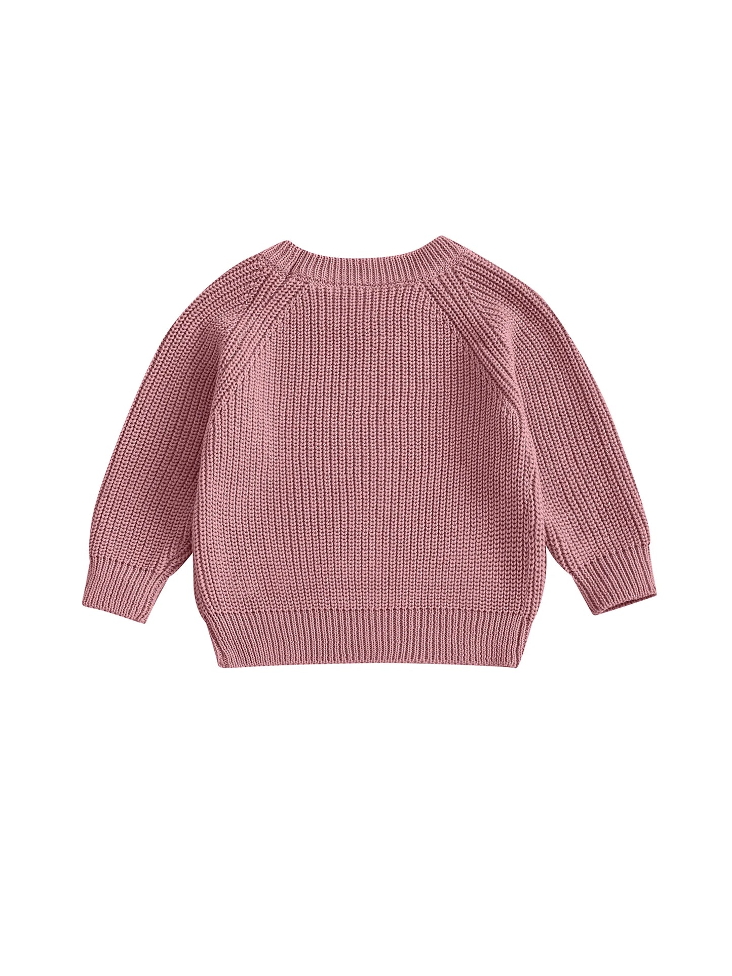 Baby Toddler Boys Girls Knit Sweater Long Sleeve Round Neck Solid Color Pullover Fall Top