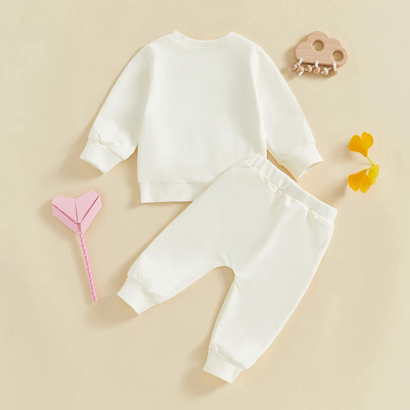 Baby Toddler Girls 2Pcs Daddy's Girl Outfit Long Sleeve Letters Heart Print Crewneck Top Pants Jogger Set