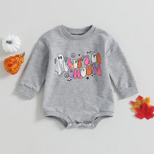 Load image into Gallery viewer, Baby Toddler Girls Boys Halloween Bodysuit Long Sleeve Crew Neck Ghost Letters Print Jumpsuit Romper
