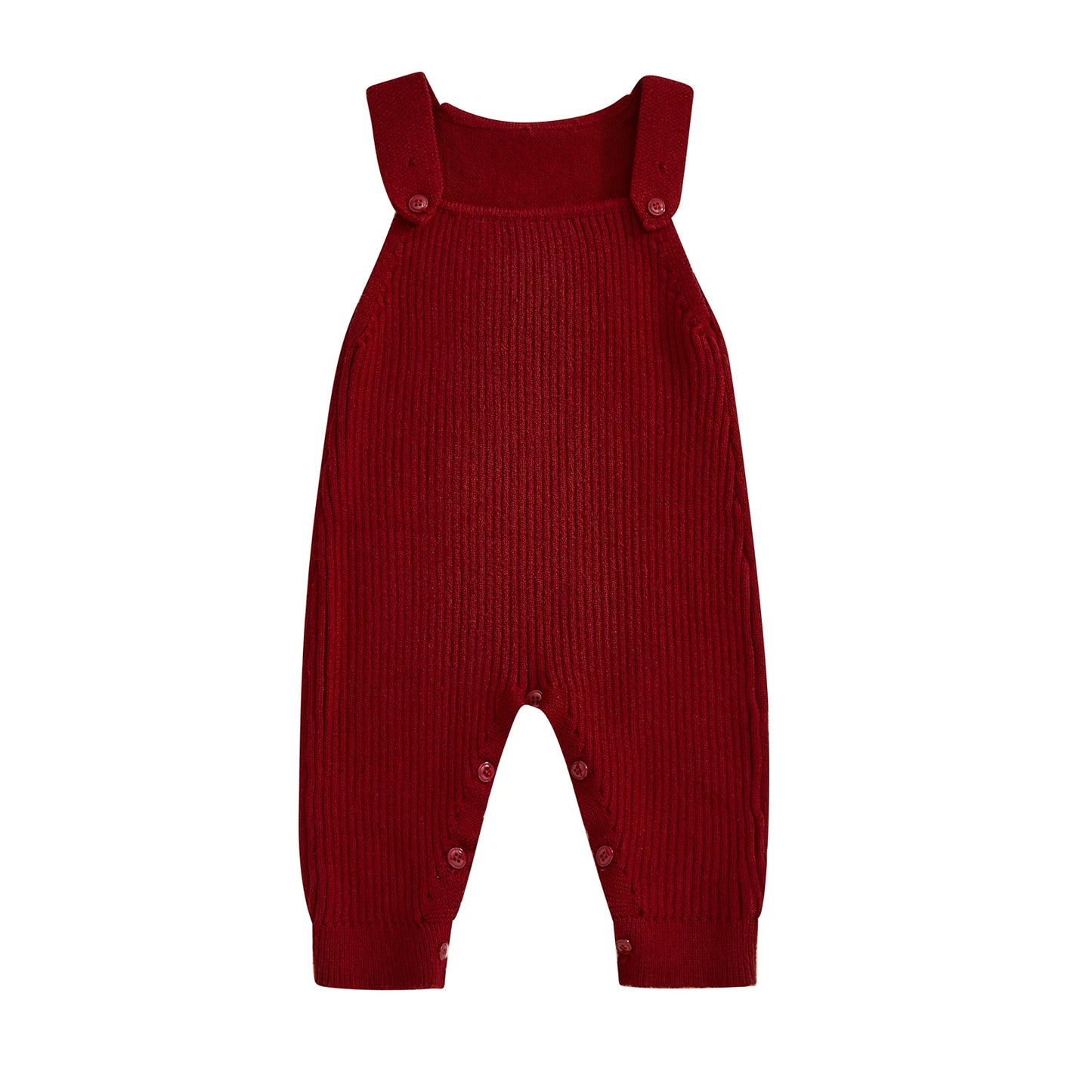 Baby Boys Girls Knit Jumpsuit Sleeveless Square Neck Solid Color Rompers Overalls
