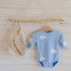 Sky Blue Cloud Sweater Bodysuit Romper