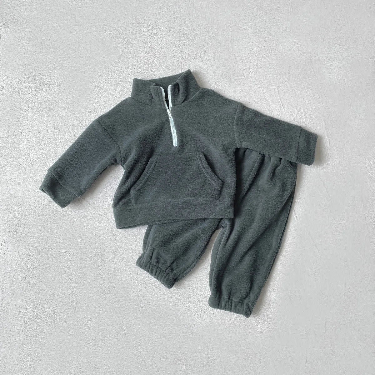 Toddler Kid Boy Girl 2Pcs Winter Clothes Set Fleece Warm Pullover Top Pant Thick Two Piece Jogger Set Loose Outfit