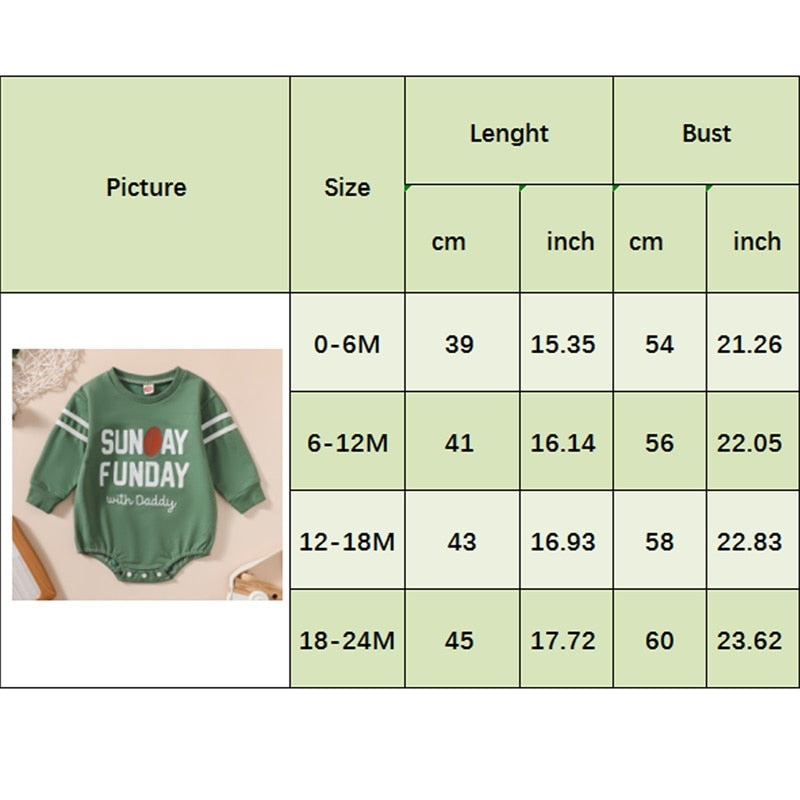 Baby Boys Girls Bodysuit Romper Football Letter Print Crew Neck Long Sleeve Jumpsuits