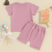Load image into Gallery viewer, Baby Toddler Kids Girl 2Pcs Mama&#39;s Bestie Summer Clothes Set Outfit Heart Letter Print Short Sleeve T-Shirt Top Shorts
