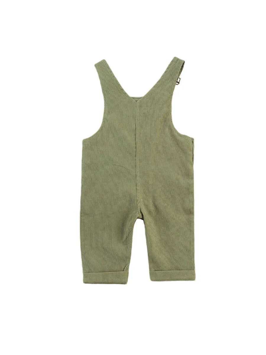 Baby Toddler Boys Girls Suspender Pants Jumpsuit With Buttons Fit Solid Color Overalls Romper