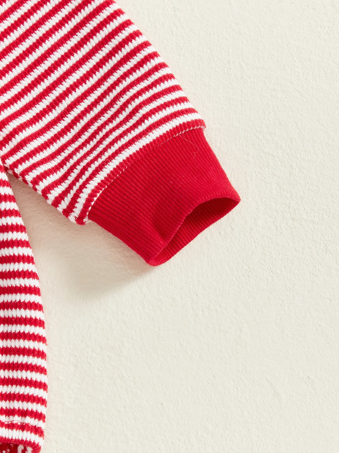 Baby Girls Boys Striped Romper Fashionable Christmas Gingerbread Embroidery Round Neck Long Sleeve Jumpsuit