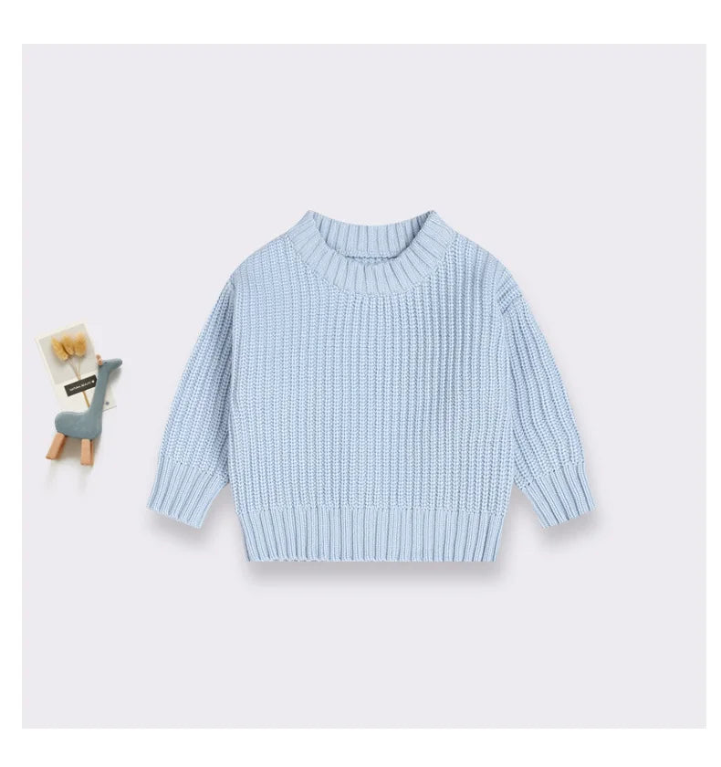 Newborn Baby Sweater Kid Boy Girl Winter Clothes Warm Thick Knit Pullover Top Infant Long Sleeve Basic Knitwear Outfit