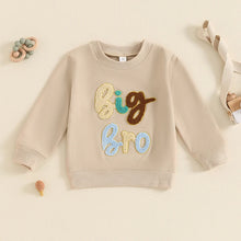 Load image into Gallery viewer, Baby Toddler Boys Big Bro Fuzzy Letter Embroidery Round Neck Long Sleeve Pullover Fall Top
