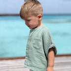 Loose Short-Sleeve Muslin Top